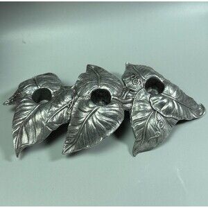 Vintage 1994 CARSON Pewter 3 Candle Holder Grape Leaves Vines